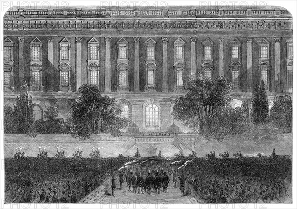 Visit of the Prince and Princess of Wales to Sweden: torchlight procession to…Royal Palace…, 1864. Creator: Unknown.