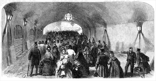 The Charing-Cross Railway: covered way leading to the platform, 1864. Creator: Unknown.