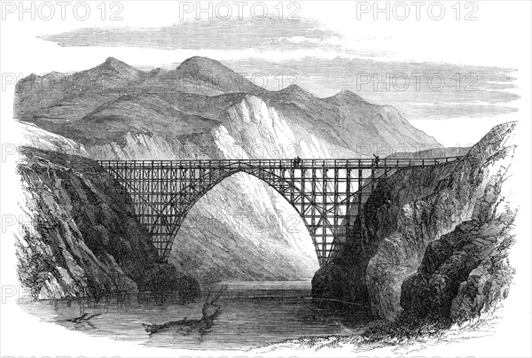 Timber bridge over the River Wai-Au-Ua, province of Nelson, New Zealand, 1864. Creator: Unknown.