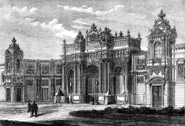 Principal entrance to the Sultan's new palace at Constantinople…, 1862. Creator: Mason Jackson.