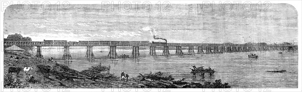 Viaduct over the Taptee, for the Bombay, Baroda, and Central India Railway, 1862. Creator: Unknown.