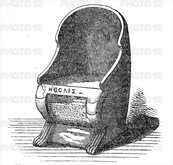 Seat found in the Dionysiac Theatre, Athens, 1862. Creator: Unknown.