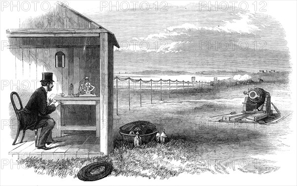 Electro-ballistic apparatus for measuring the speed of cannon-shot, 1864. Creator: Unknown.