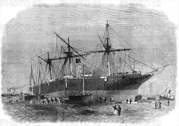 Wreck of the Montreal Ocean Steam-Ship Company's mail-steamer Jura, Crosby Point...Liverpool, 1864. Creator: Smyth.