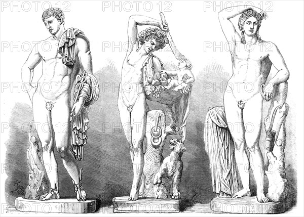 Ancient statues in the British Museum, from the Farnese Palace at Rome, 1864. Creator: Unknown.