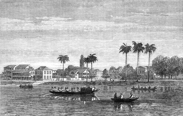 Views in Dutch Guiana: Government-House-Square, Paramaribo, Surinam, 1864. Creator: Mason Jackson.