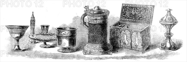 The Loan Collection, South-Kensington: Cups, tankard, casket, salt, 1862. Creator: Unknown.