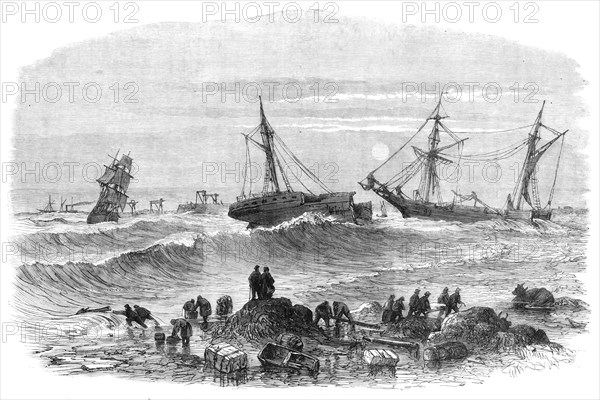 Wreck of the Aberdeen steamer Stanley at Tynemouth, 1864. Creator: Unknown.