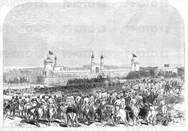 Arrival of the Governor-General of India at the Lahore railway station, 1864. Creator: C. R..