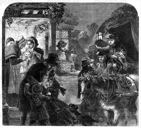 A Visit to the Old Folk on Christmas Eve - drawn by Alfred Hunt, 1864. Creator: Mason Jackson.