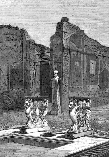 Recent discoveries in the buried city of Pompeii: interior of the house of Cornelius Rufus, 1864. Creator: Unknown.