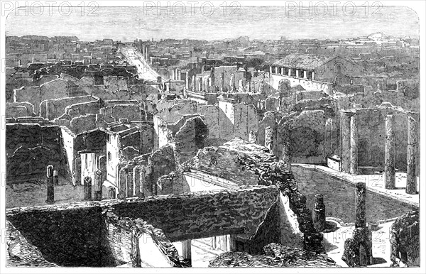 Recent discoveries in the buried city of Pompeii: general view of the excavations, 1864. Creator: Unknown.