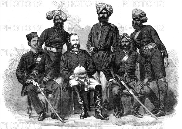 Group of the Police Force newly organised in Bengal, 1864. Creator: Mason Jackson.