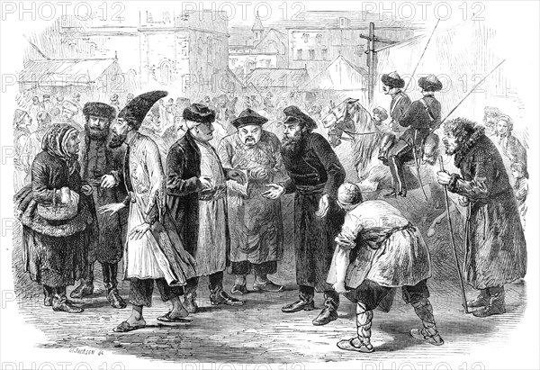 A group at the Great Annual Fair at Nijni Novgorod, Central Russia, 1864. Creator: Mason Jackson.
