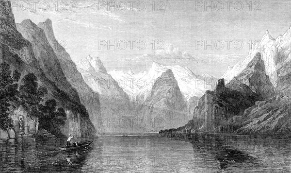 Sunrise on the Königs See, Berchtesgaden, Bavarian Alps, by W. C. Smith, in the exhibition...1864. Creator: J Cooper.