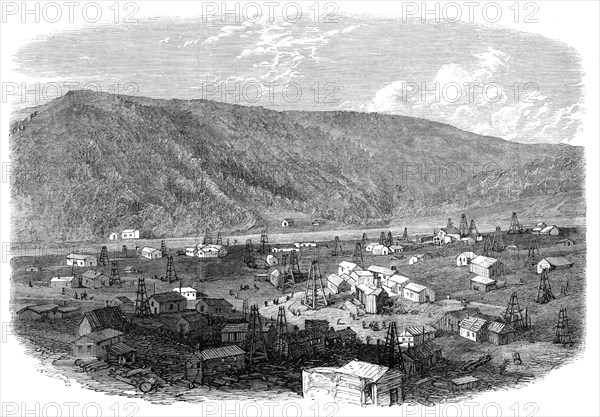 The Petroleum Oil Works at Franklin, Pennsylvania, 1864. Creator: Unknown.