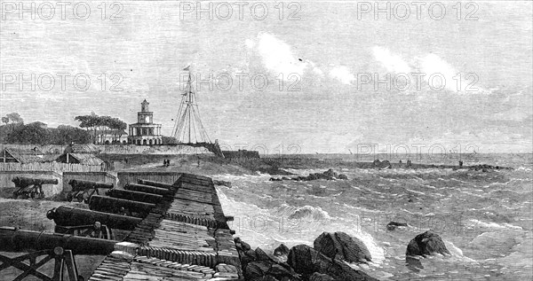The lighthouse and flagstaff at Colombo, Ceylon, 1864. Creator: Unknown.