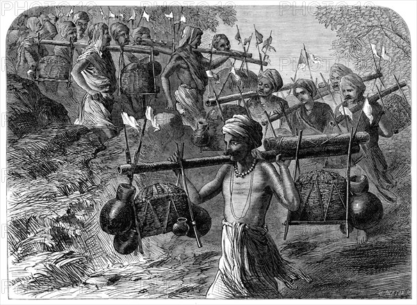 Ganges pilgrims passing a ghaut, 1864. Creator: Mason Jackson.