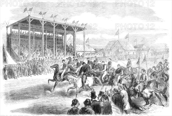 The races at Cairo: canter in front of the grand stand before the start, 1864. Creator: Unknown.