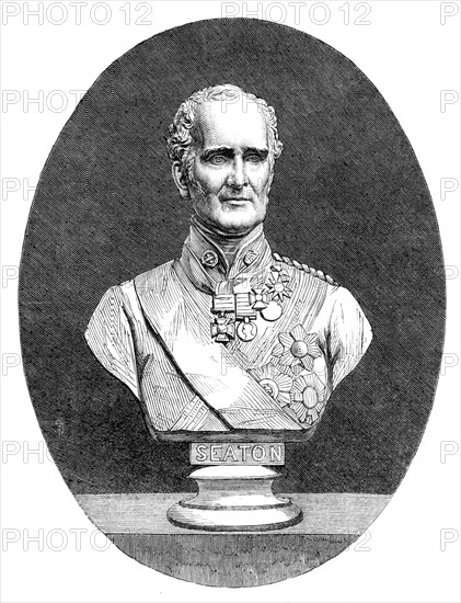 Marble bust of the late Field Marshal Lord Seaton, by G. G. Adams, 1864. Creator: Unknown.