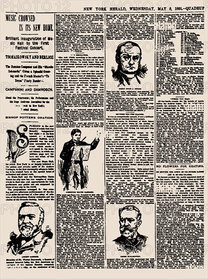 New York Herald, 6th May, 1891: Tchaikovsky inaugural concert at Carnegie Hall  , 1891. Creator: Historic Object.