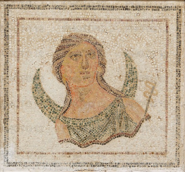 Luna, Goddess of the Moon. Roman Mosaic, 3rd cen. AD. Creator: Classical Antiquities.