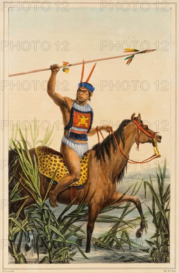 Chief of the Charrúas. From "Voyage pittoresque et historique au Brésil", 1830s. Creator: Debret, Jean-Baptiste (1768-1848).