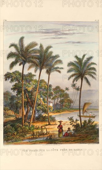 The coast near Bahia. From "Voyage pittoresque dans le Brésil", 1835. Creator: Rugendas, Johann Moritz (1802-1858).