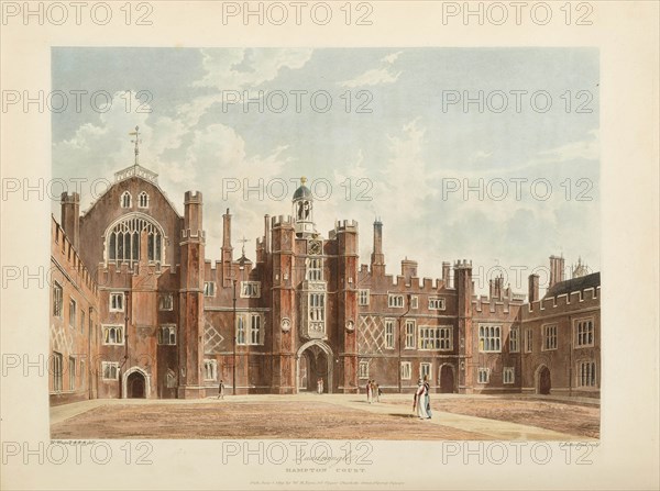 The Quadrangle, Hampton Court Palace, 1819. Creator: Westall, William (1781-1850).