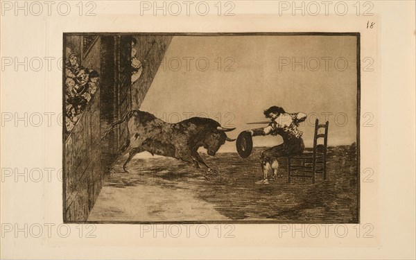 La Tauromaquia: The Daring of Martincho in the Ring at Saragossa, 1815-1816. Creator: Goya, Francisco, de (1746-1828).