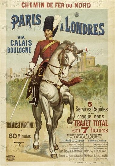 Chemin de fer du Nord. Paris à Londres via Calais, 1890. Creator: Gray (Boulanger), Henri (1858-1924).