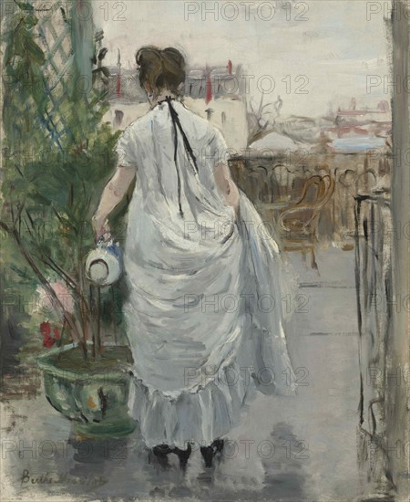 Jeune Femme arrosant un arbuste, 1876. Creator: Morisot, Berthe (1841-1895).