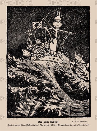 Yellow Neptune. From the magazine "Jugend: Münchner illustrierte Wochenschrift für Kunst...", 1905. Creator: Wilke, Erich (1879-1936).