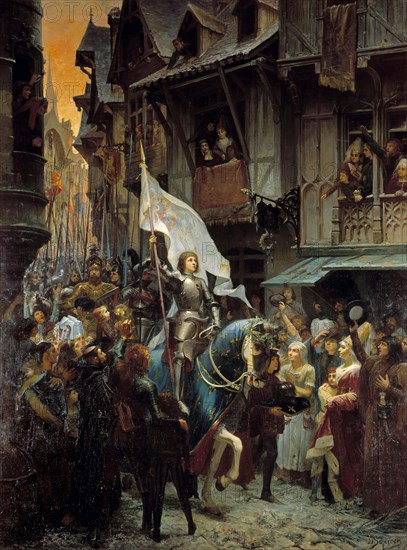Joan of Arc, victorious over the English, returns to Orleans and is acclaimed by the population,1887 Creator: Scherrer, Jean-Jacques (1855-1916).