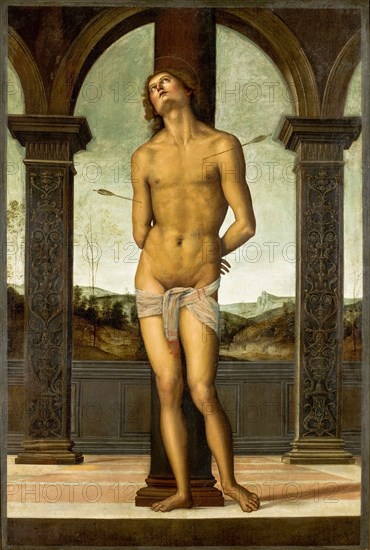 Saint Sebastian at the Column, ca 1500-1510. Creator: Perugino (ca. 1450-1523).