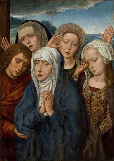The Mourning Virgin with Saint John and the Pious Women from Galilee, 1485-1490. Creator: Memling, Hans (1433/40-1494).