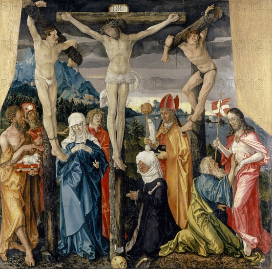 Christ Crucified with the Thieves, Saints and a Female Donor , 1512. Creator: Baldung (Baldung Grien), Hans (1484-1545).