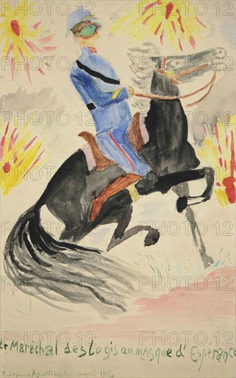 Le Maréchal des logis au masque d'Espérance. Autoportrait , 1916. Creator: Apollinaire, Guillaume (1880-1918).