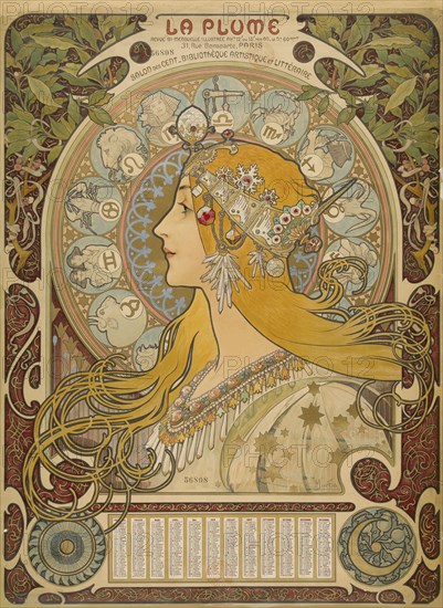 La Plume, 1896. Creator: Mucha, Alfons Marie (1860-1939).