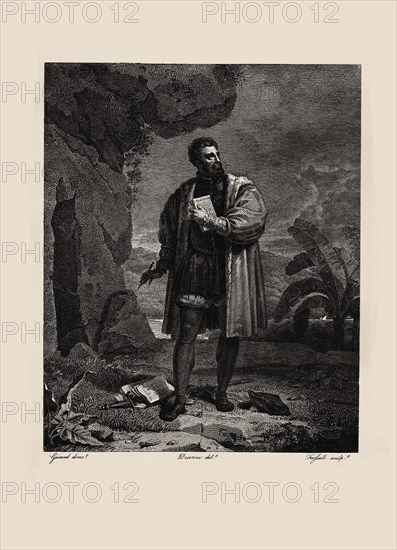 Luís de Camões in the cave of Macau, 1817. Creator: Desenne, Alexandre-Joseph (1785-1827).