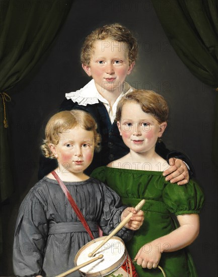 Hans and Bolette Puggaard's three children, 1827. Creator: Jensen, Christian Albrecht (1792-1870).
