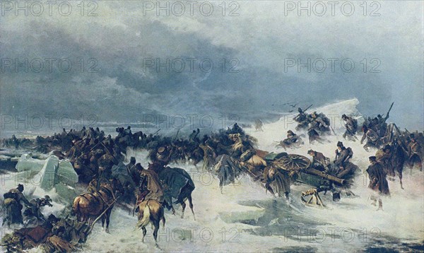 Russian Forces Crossing the frozen Gulf of Bothnia in 1809, 1875. Creator: Kotzebue, Alexander von (1815-1889).