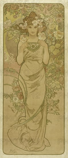 The Rose (From the Series Flowers), 1898. Creator: Mucha, Alfons Marie (1860-1939).