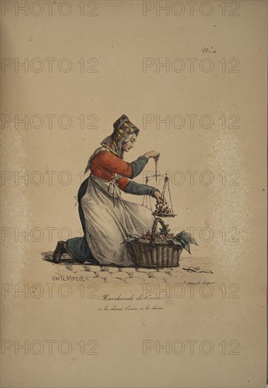 Cherry Seller. From the Series "Cris de Paris" (The Cries of Paris), 1815. Creator: Vernet, Carle (1758-1836).