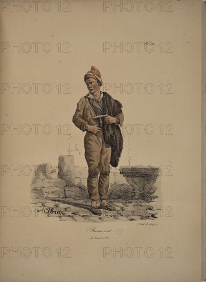 Chimney sweep. From the Series "Cris de Paris" (The Cries of Paris), 1815. Creator: Vernet, Carle (1758-1836).