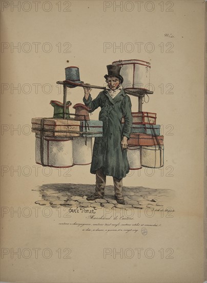 Cardboard merchant. From the Series "Cris de Paris" (The Cries of Paris), 1815. Creator: Vernet, Carle (1758-1836).