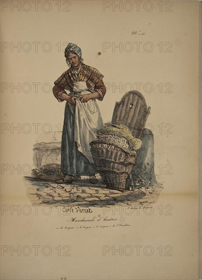 Oyster seller. From the Series "Cris de Paris" (The Cries of Paris), 1815. Creator: Vernet, Carle (1758-1836).