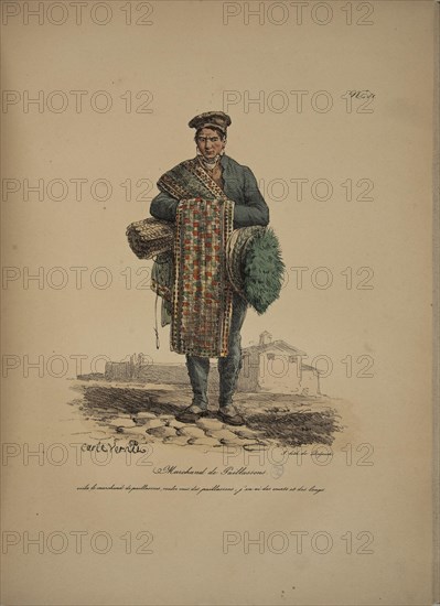 Doormat seller. From the Series "Cris de Paris" (The Cries of Paris), 1815. Creator: Vernet, Carle (1758-1836).