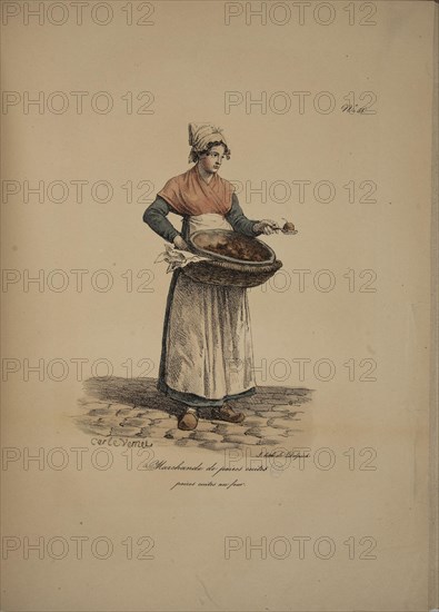 Cooked pear seller. From the Series "Cris de Paris" (The Cries of Paris), 1815. Creator: Vernet, Carle (1758-1836).