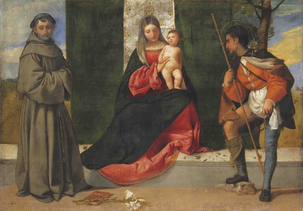 Virgin and Child between Saints Anthony of Padua and Roch, ca 1509-1510. Creator: Titian (1488-1576).